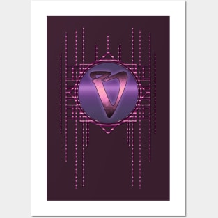 Vintage letter V Purple Glamour Artdeco Monogram Posters and Art